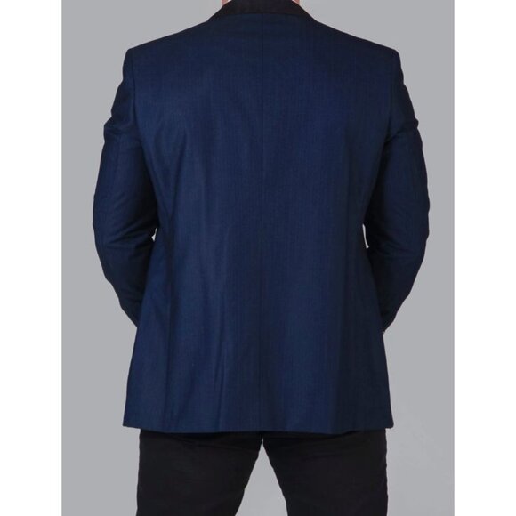 Mens Navy Blue Suit Jacket Size 42 Classic Formal Blazer Elegant Fit Zoom in - Picture 3 of 8